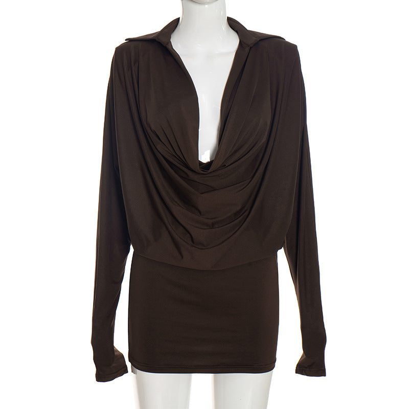 Women's Draped Cowl Neck Mini Dress
