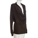 Women's Draped Cowl Neck Mini Dress