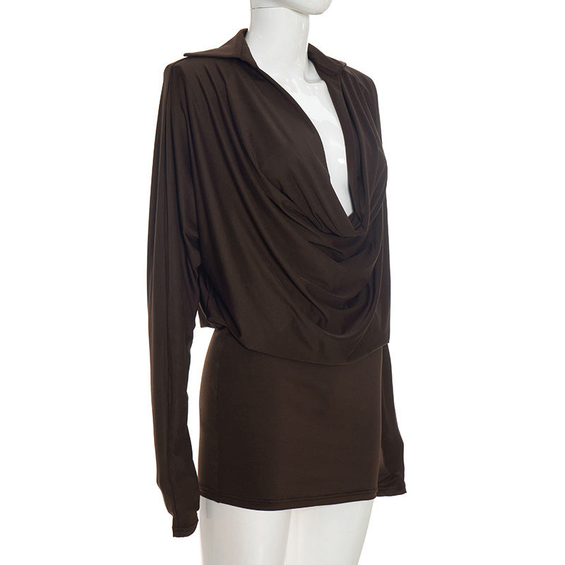 Women's Draped Cowl Neck Mini Dress