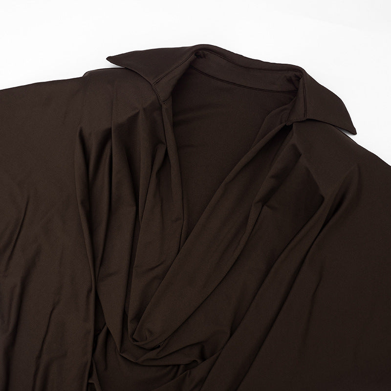 Women's Draped Cowl Neck Mini Dress