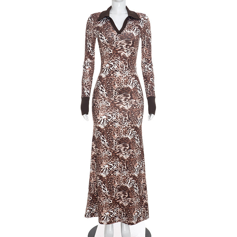 Women's Leopard Print Maxi Dress