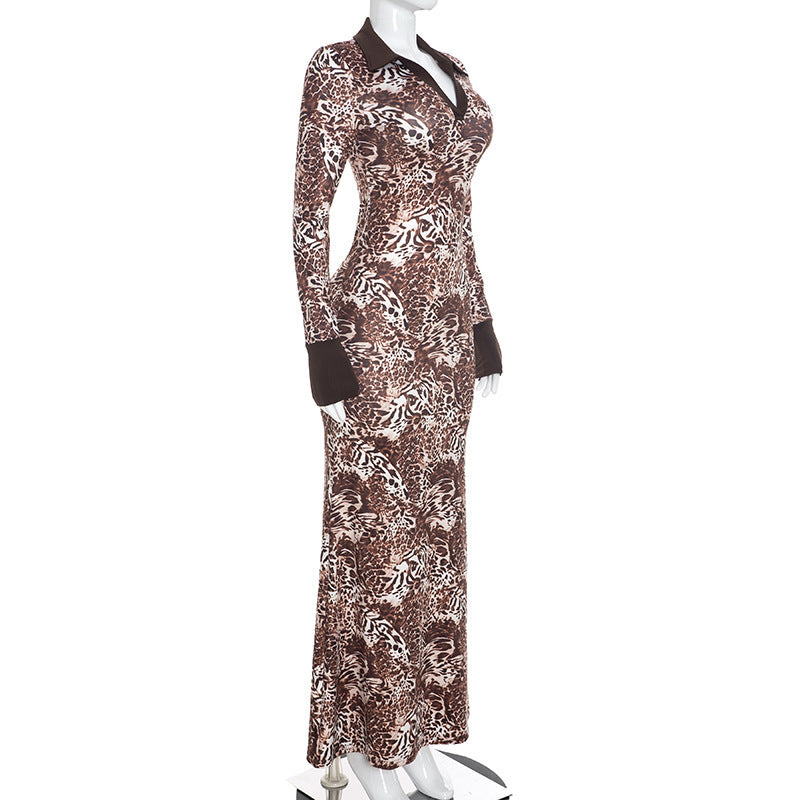 Women's Leopard Print Maxi Dress
