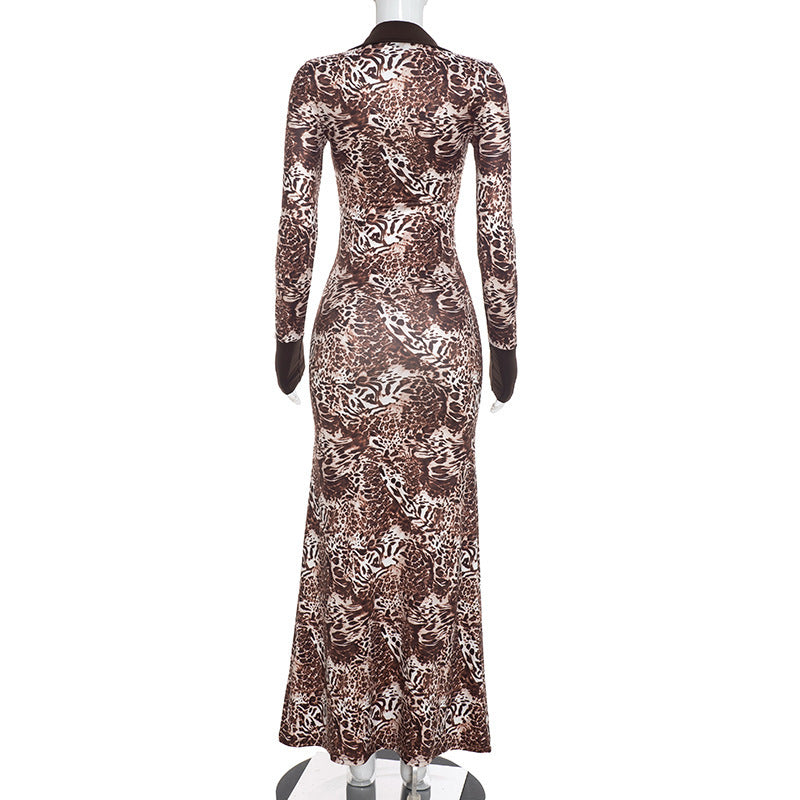 Women's Leopard Print Maxi Dress