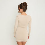 Women's Ruched Tie Front Mini Dress