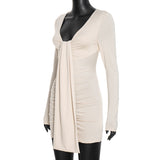 Women's Ruched Tie Front Mini Dress