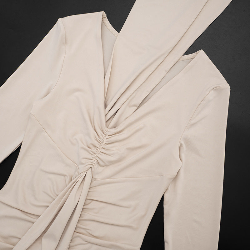 Women's Ruched Tie Front Mini Dress