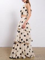 Women's Polka Dot Tiered Skirt Set