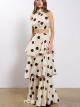 Women's Polka Dot Tiered Skirt Set