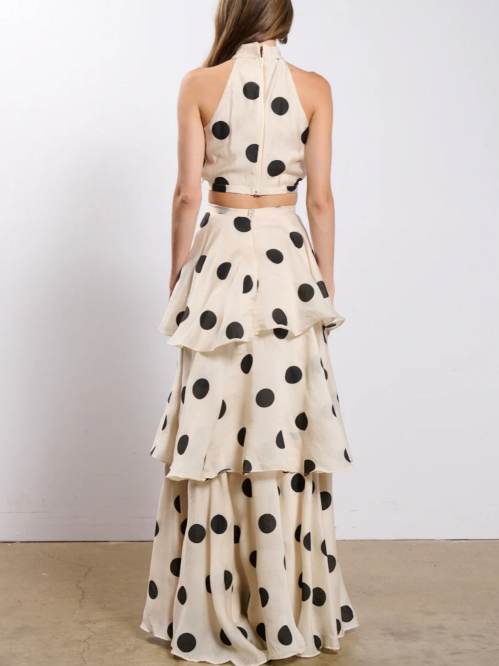 Women's Polka Dot Tiered Skirt Set