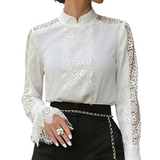 Women's Lace Sleeve Mock Neck Blouse