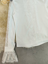 Women's Lace Sleeve Mock Neck Blouse
