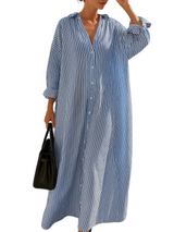 Women's Striped Button Down Maxi Dress