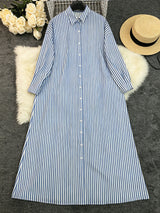 Women's Striped Button Down Maxi Dress