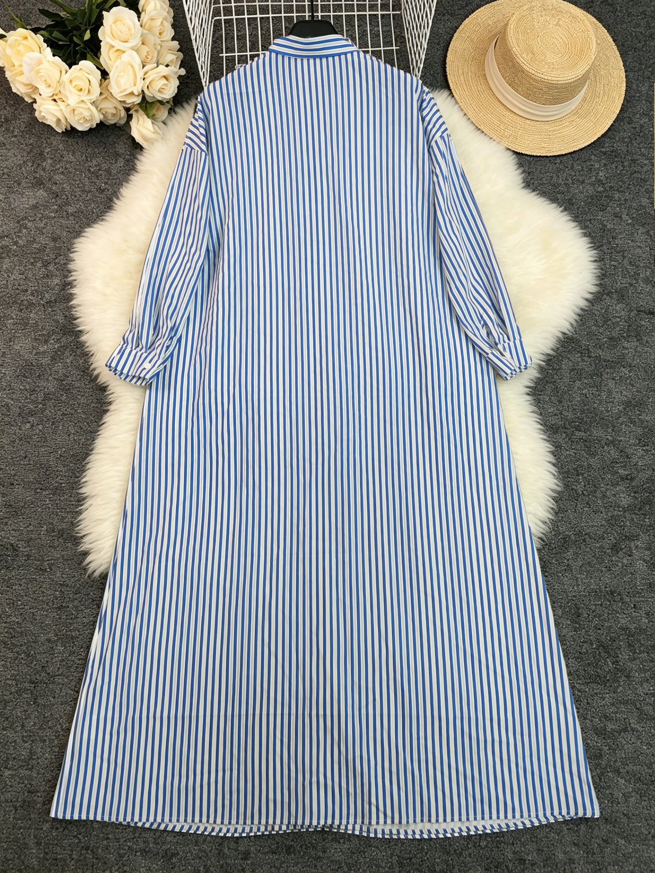 Women's Striped Button Down Maxi Dress