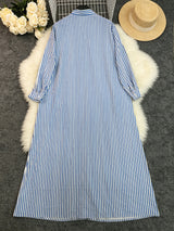 Women's Striped Button Down Maxi Dress