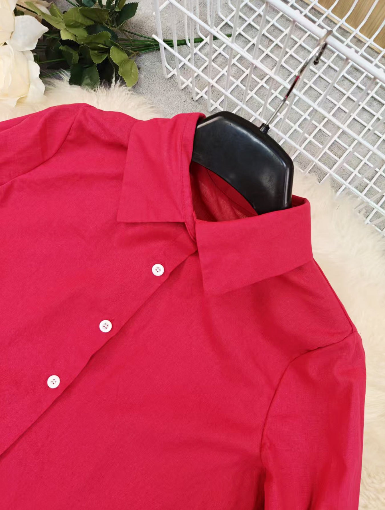 Women's Button Front Tie Waist Shirt
