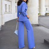 Women's Blazer Wide Leg Pants Set