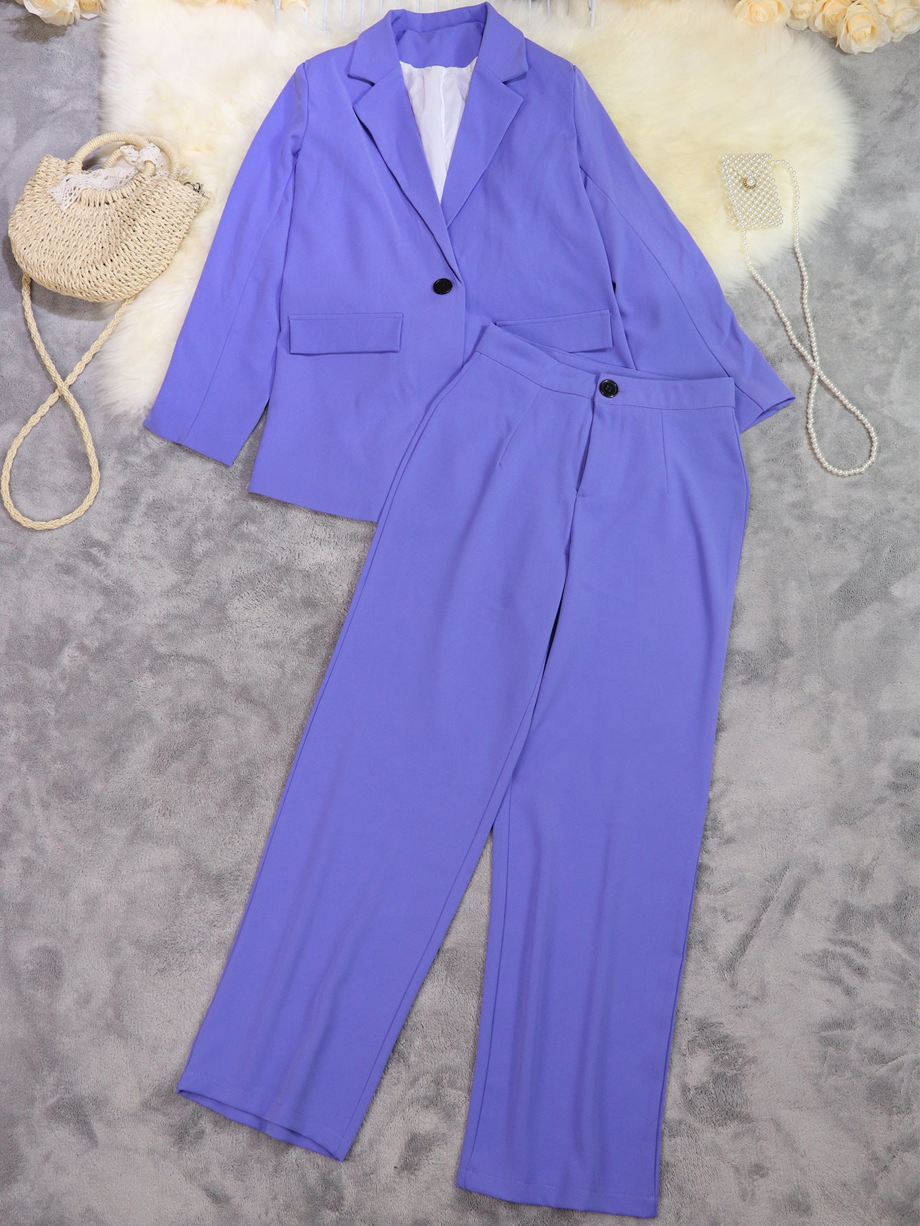 Women's Blazer Wide Leg Pants Set