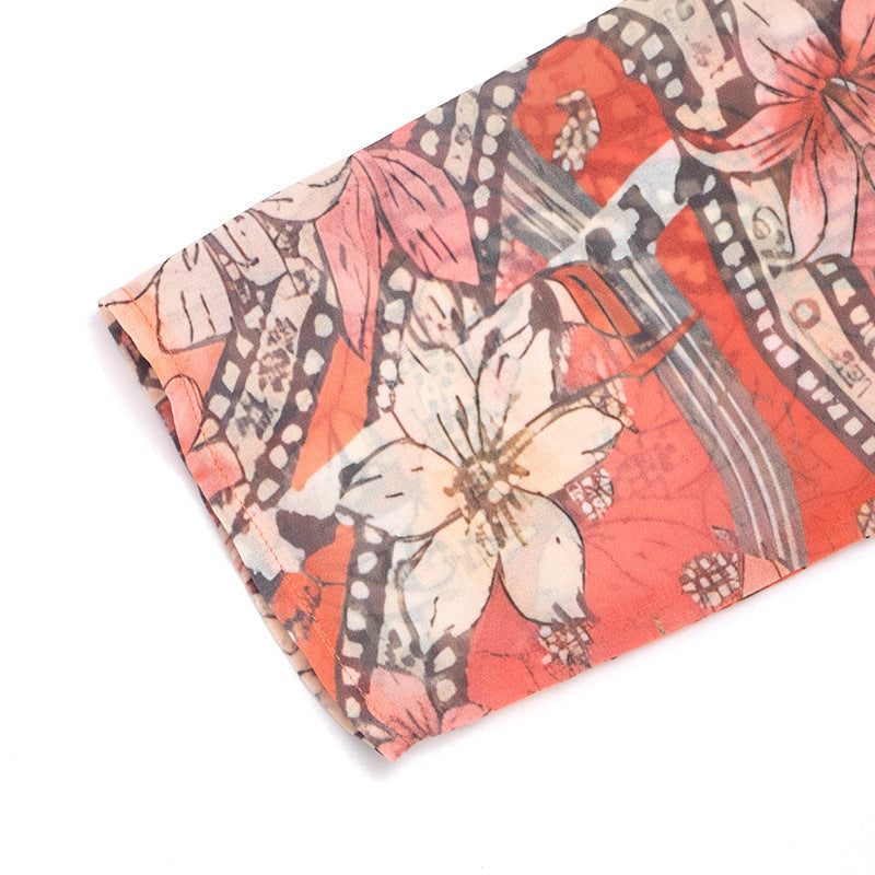 Women's Floral Tie Front Crop Top