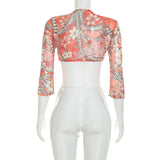 Women's Floral Tie Front Crop Top