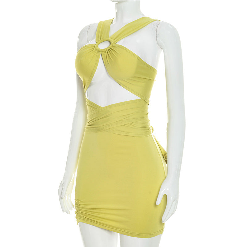 Women's Cutout Ruched Mini Dress