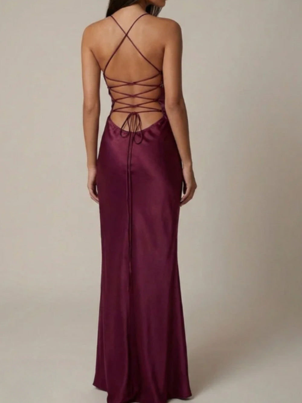 Women's Satin Halter Maxi Dress