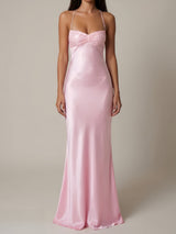 Women's Satin Halter Maxi Dress