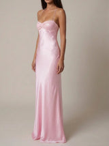 Women's Satin Halter Maxi Dress