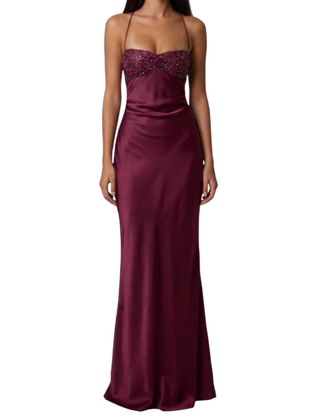 Women's Satin Halter Maxi Dress