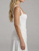 Women's Ruched Square Neck Maxi Dress