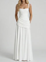 Women's Ruched Square Neck Maxi Dress