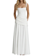 Women's Ruched Square Neck Maxi Dress