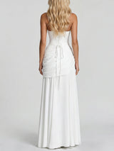 Women's Ruched Square Neck Maxi Dress