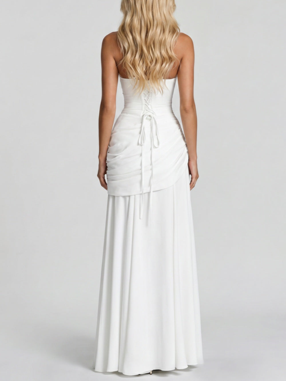 Women's Ruched Square Neck Maxi Dress