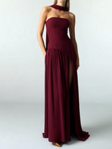 Women's Strapless Split Maxi Dress