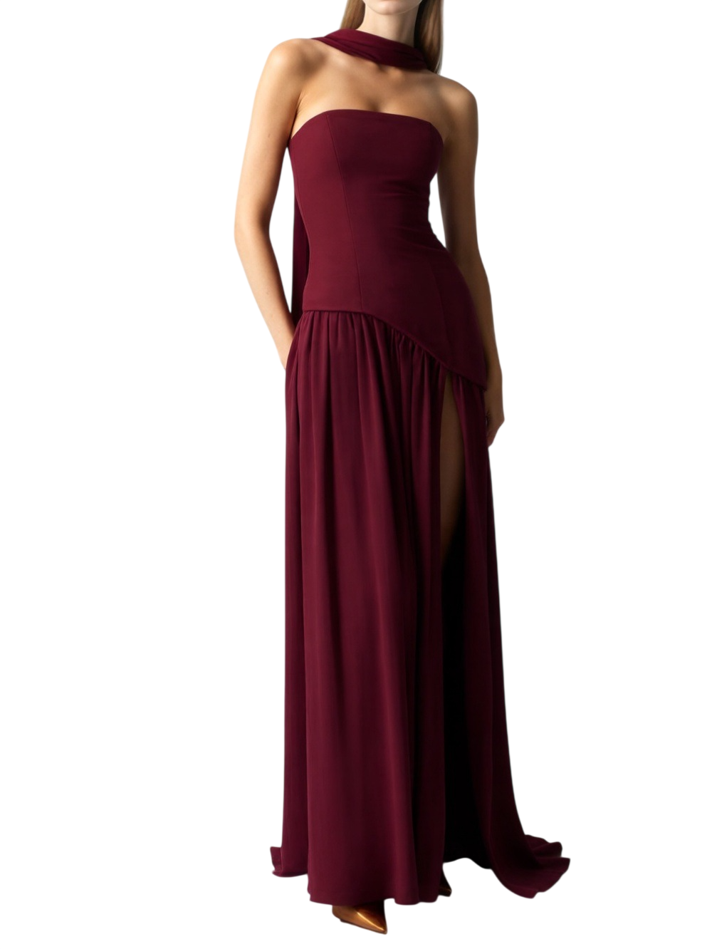 Women's Strapless Split Maxi Dress