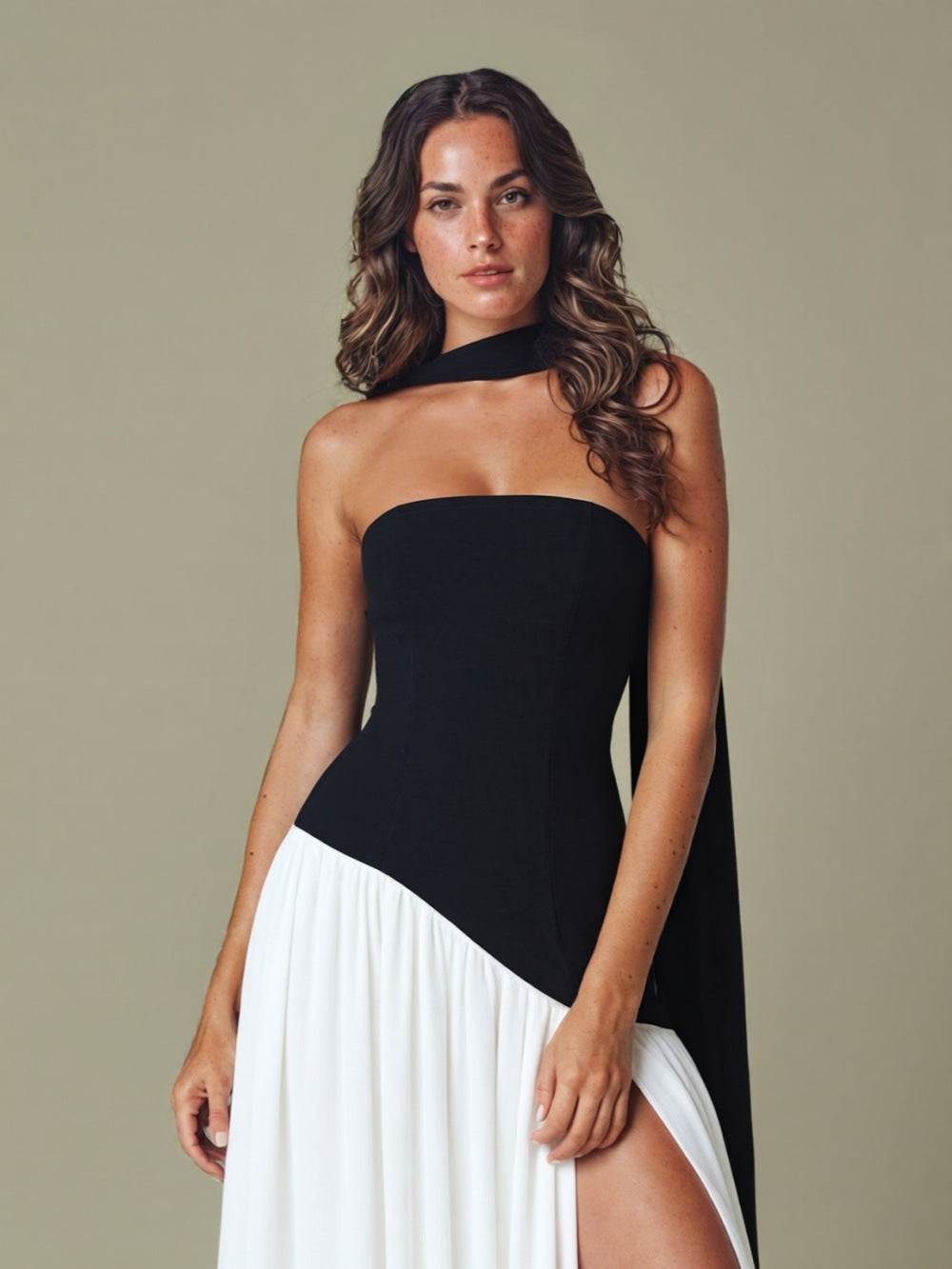Women's Strapless Split Maxi Dress