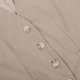 Women's Beige Linen Vest Wide Leg Pants Set