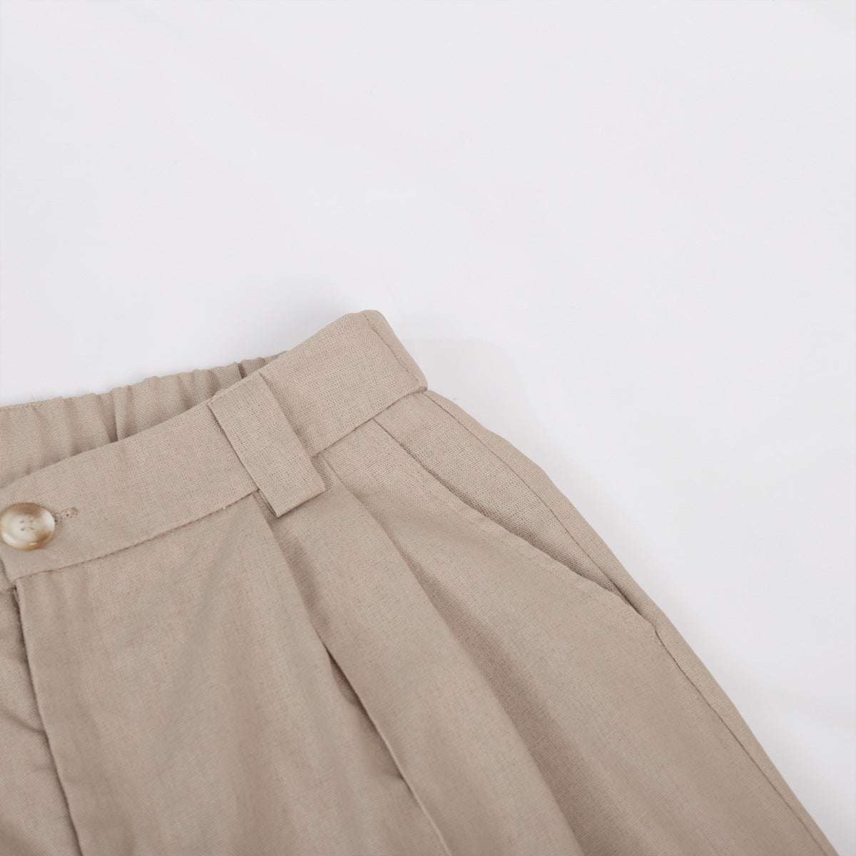 Women's Beige Linen Vest Wide Leg Pants Set