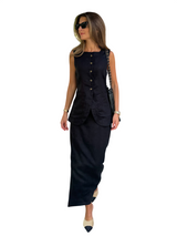 Women's Sleeveless Button Front Maxi Skirt Set