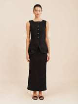 Women's Sleeveless Button Front Maxi Skirt Set