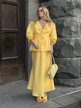 Women's Yellow Two-Piece Maxi Skirt Set
