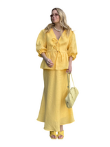 Women's Yellow Two-Piece Maxi Skirt Set