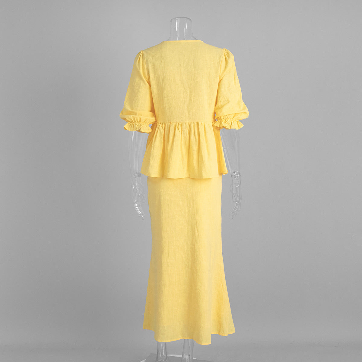 Women's Yellow Two-Piece Maxi Skirt Set