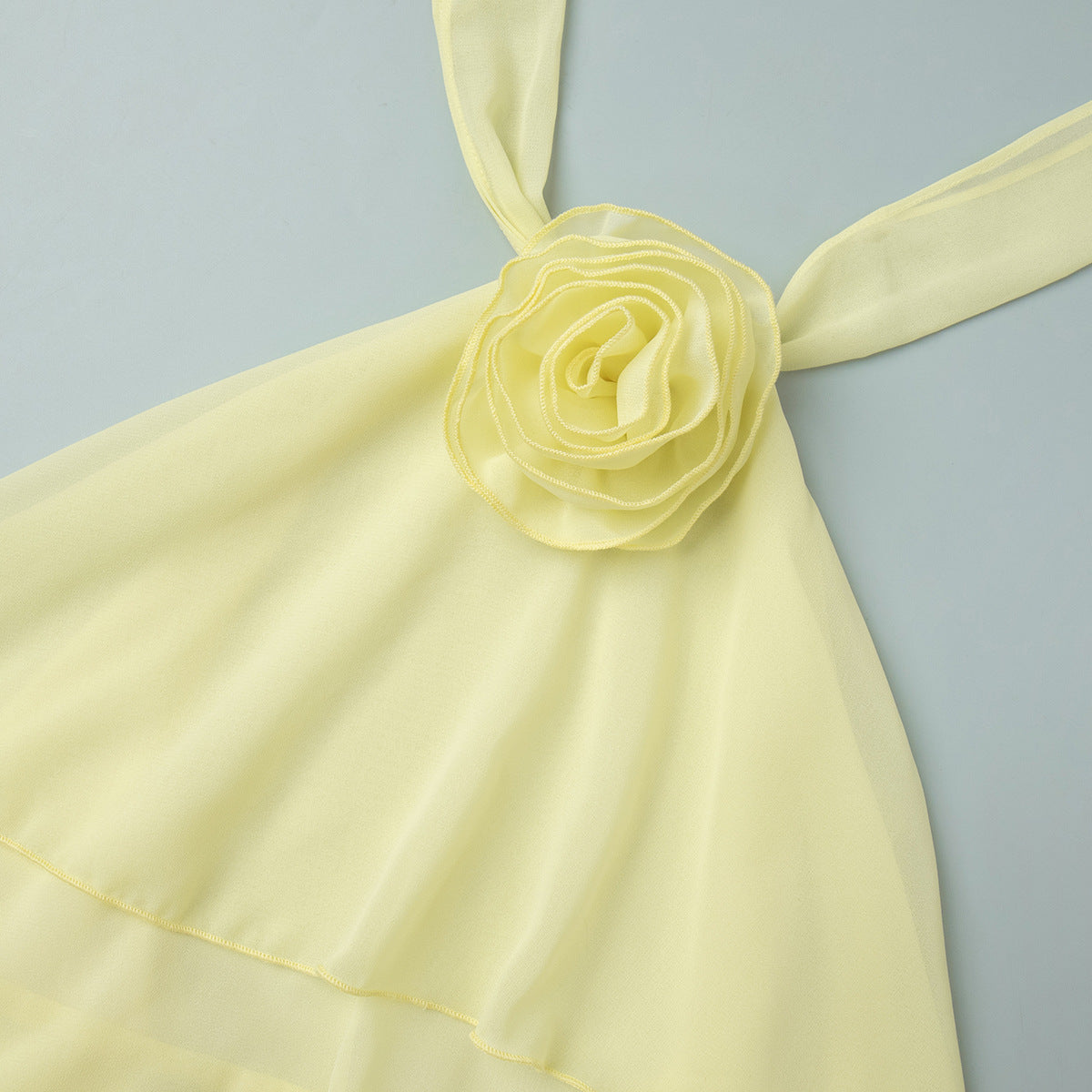 Women's Yellow Halter Ruffle Mini Dress