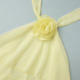 Women's Yellow Halter Ruffle Mini Dress