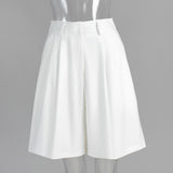 Women's White High Waisted Pleated Shorts