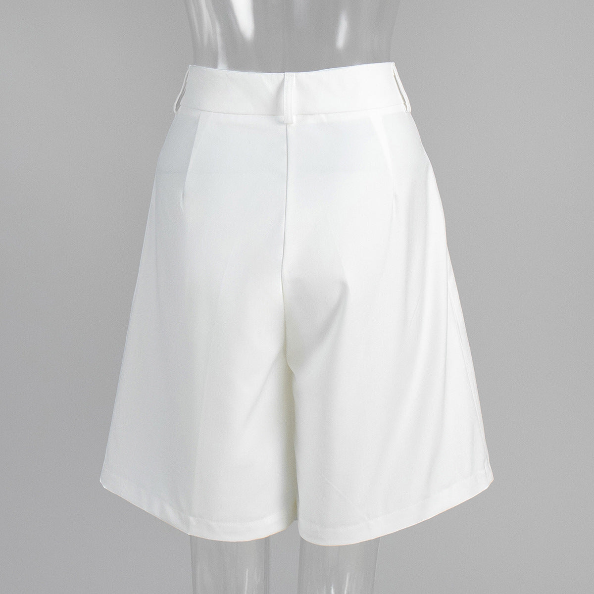 Women's White High Waisted Pleated Shorts