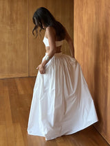 Women's White Crop Top Maxi Skirt Two Piece Set
