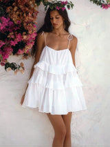 Women's Spaghetti Strap Ruffle Mini Dress